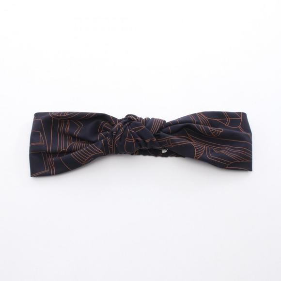 Hermes Hermès Gabi Hairband, Polyester, Women's, Navy and Brown - Picture 1 of 4